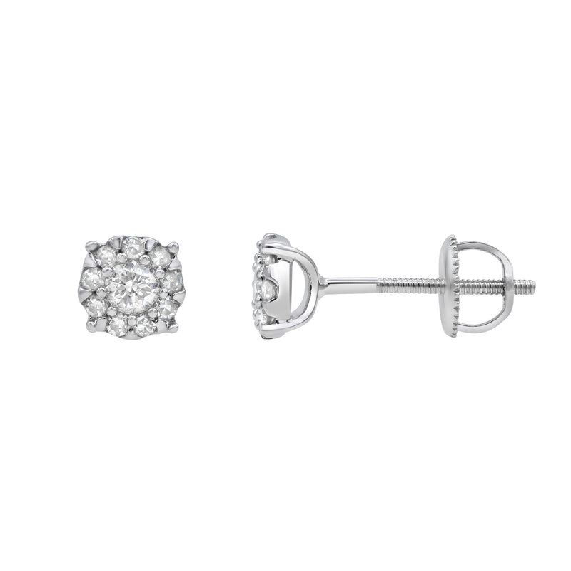 Regal Cluster Stud 14K White Gold Diamond Earrings 0.27 ct. tw.