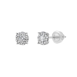 Ethereal 14K White Gold Cluster Diamond Earrings - 0.25 Ct