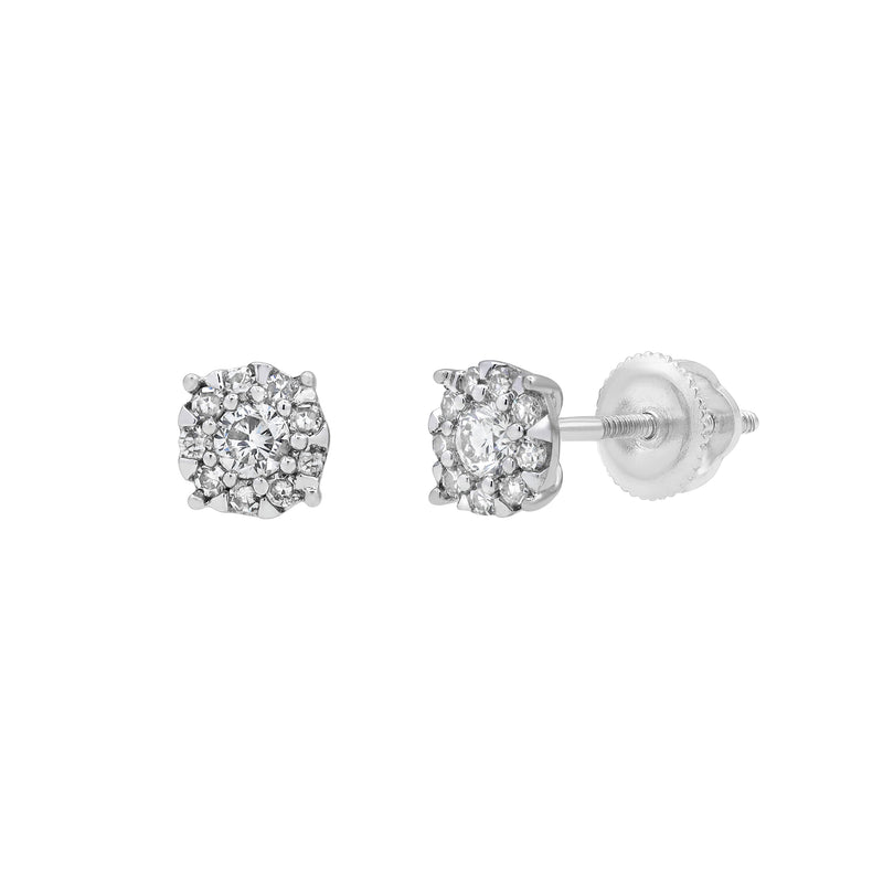 Ethereal 14K White Gold Cluster Diamond Earrings - 0.25 Ct