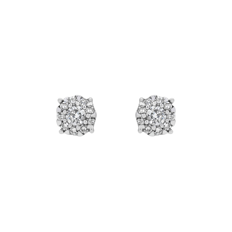 Ethereal 14K White Gold Cluster Diamond Earrings - 0.25 Ct