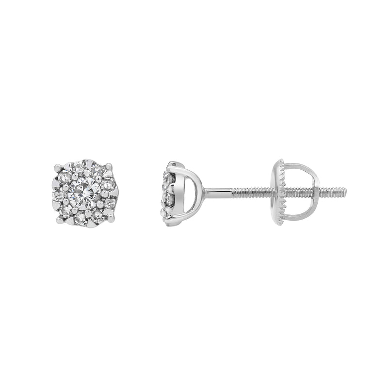 Ethereal 14K White Gold Cluster Diamond Earrings - 0.25 Ct