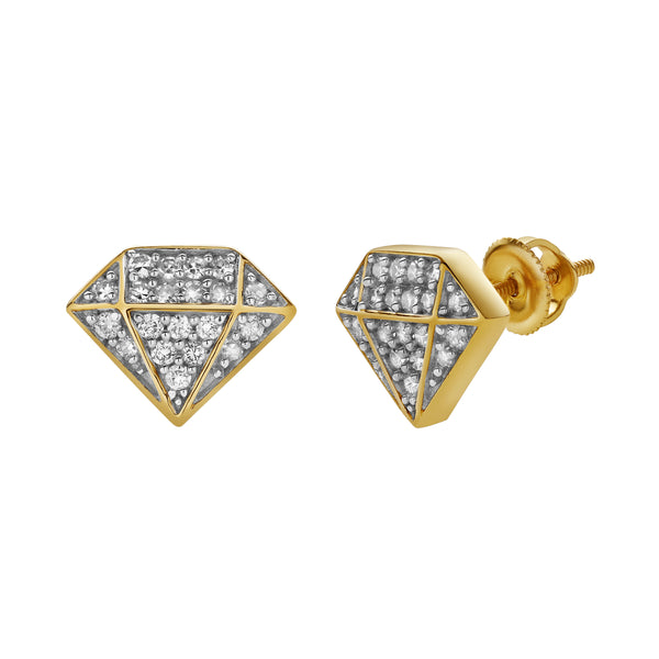 Diadem XL 10K Yellow Gold Cluster Diamond Unisex Earrings - 0.33 Cts