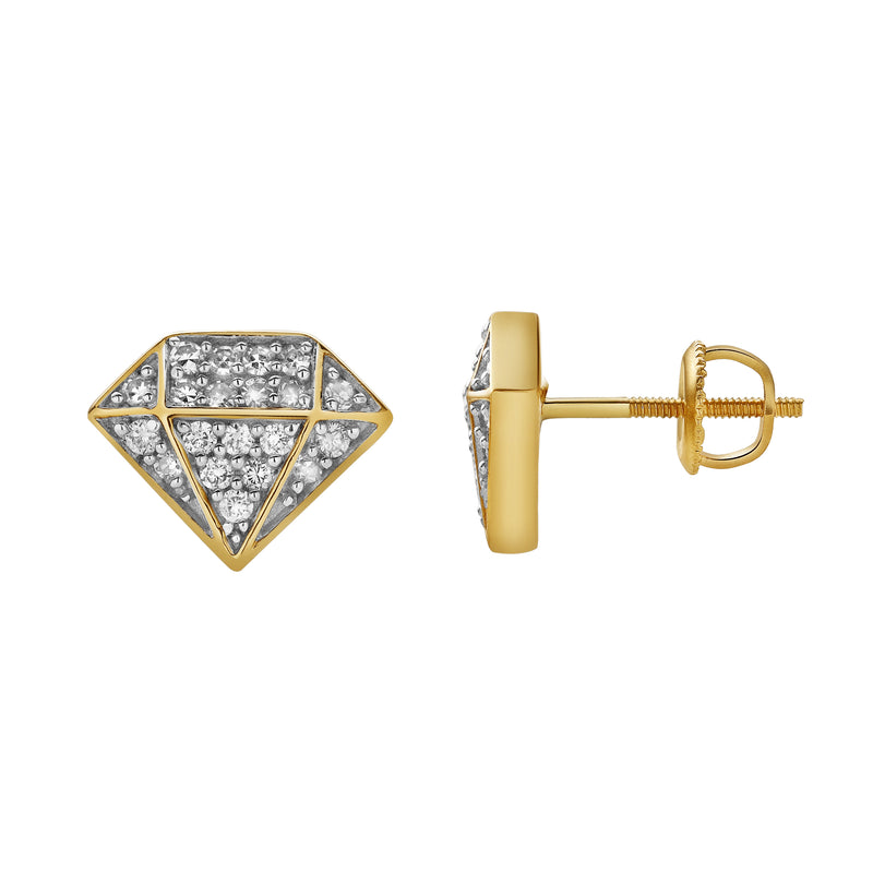 Diadem XL 10K Yellow Gold Cluster Diamond Unisex Earrings - 0.33 Cts