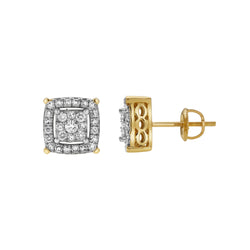 Caeleste 10K Yellow Gold Cluster Diamond Unisex Earrings - 0.48 Cts