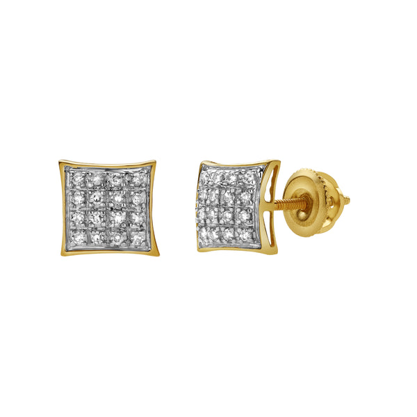 Calyssia 10K Yellow Gold Cluster Diamond Unisex Earrings - 0.11 Cts