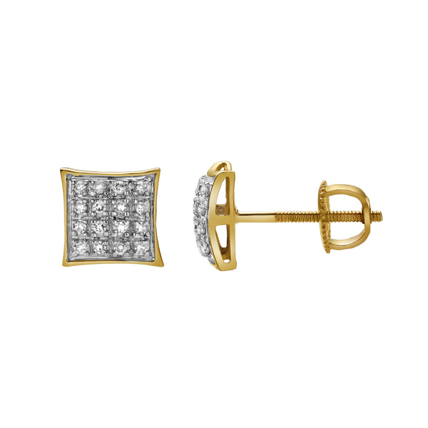 Calyssia 10K Yellow Gold Cluster Diamond Unisex Earrings - 0.11 Cts