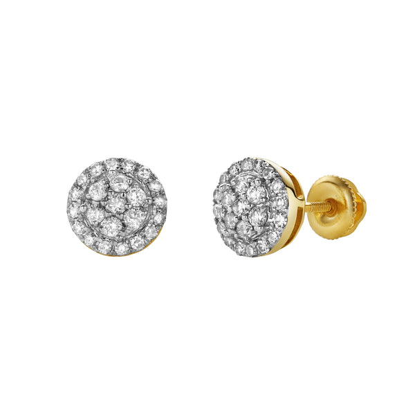 Solave 10K Yellow Gold Cluster Diamond Unisex Earrings - 0.39 Cts