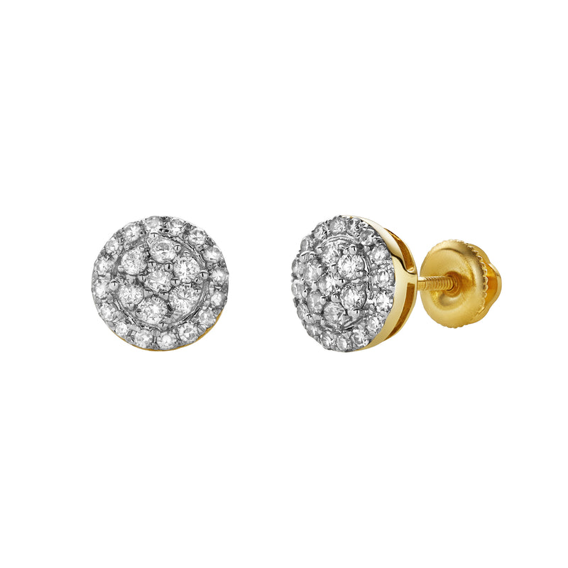 Solave 10K Yellow Gold Cluster Diamond Unisex Earrings - 0.39 Cts