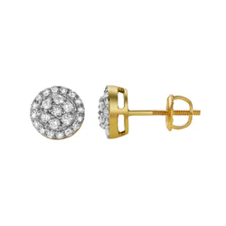 Solave 10K Yellow Gold Cluster Diamond Unisex Earrings - 0.39 Cts