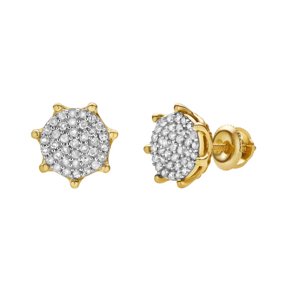 Orchis S 10K Yellow Gold Cluster Diamond Unisex Earrings - 0.25 Cts