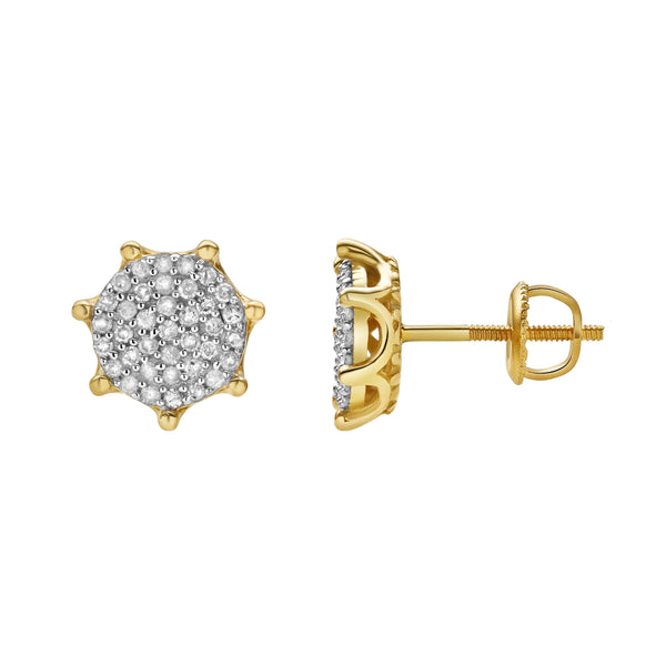 Orchis S 10K Yellow Gold Cluster Diamond Unisex Earrings - 0.25 Cts