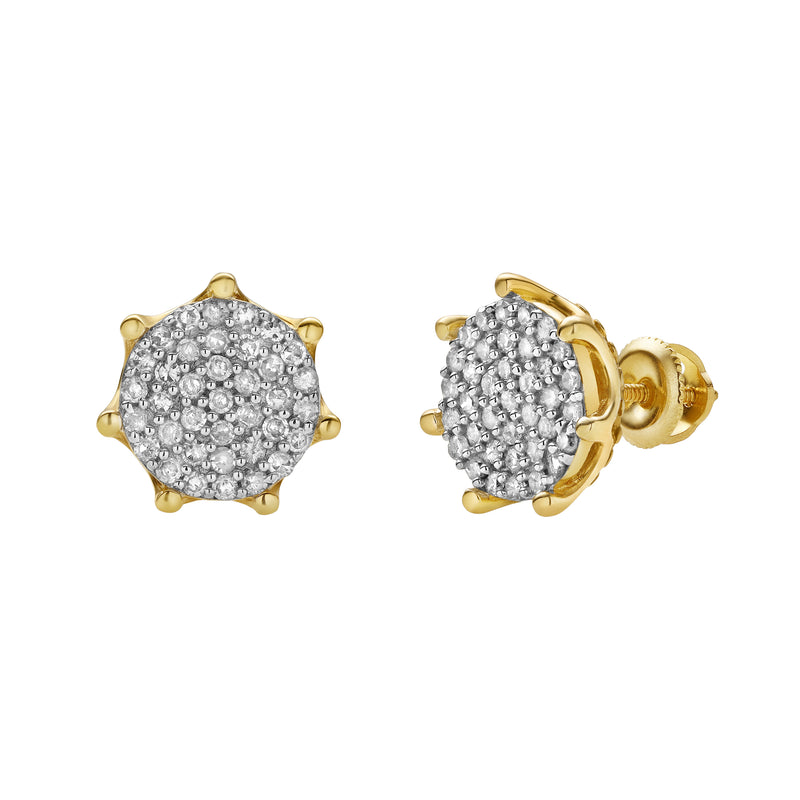 Orchis XL 10K Yellow Gold Cluster Diamond Unisex Earrings - 0.51 Cts