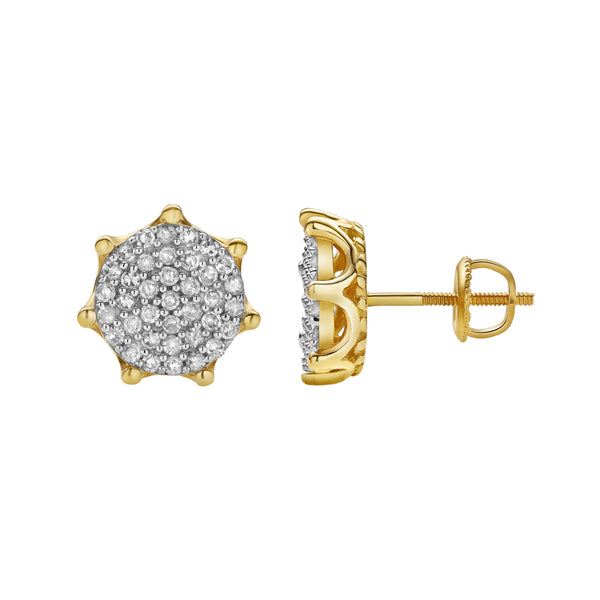 Orchis XL 10K Yellow Gold Cluster Diamond Unisex Earrings - 0.51 Cts