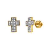 Heavens Cross  10K Yellow Gold Cluster Diamond Unisex Earrings - 0.24 Cts