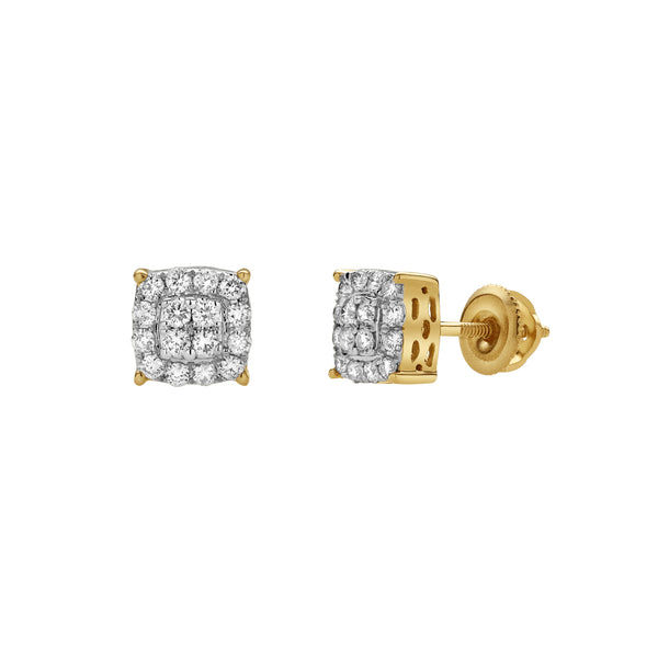 Virelle 10K Yellow Gold Cluster Diamond Unisex Earrings - 0.31 Cts