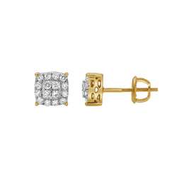 Virelle 10K Yellow Gold Cluster Diamond Unisex Earrings - 0.31 Cts