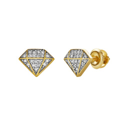 Diadem 10K Yellow Gold Cluster Diamond Unisex Earrings - 0.15 Cts