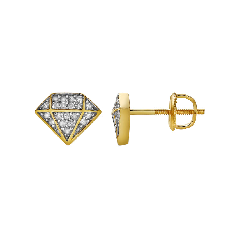 Diadem 10K Yellow Gold Cluster Diamond Unisex Earrings - 0.15 Cts