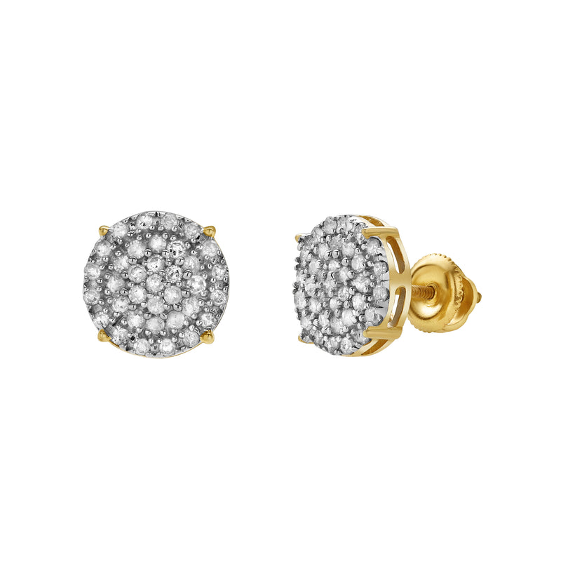 Thalisse 10K Yellow Gold Cluster Diamond Unisex Earrings - 0.46 Cts