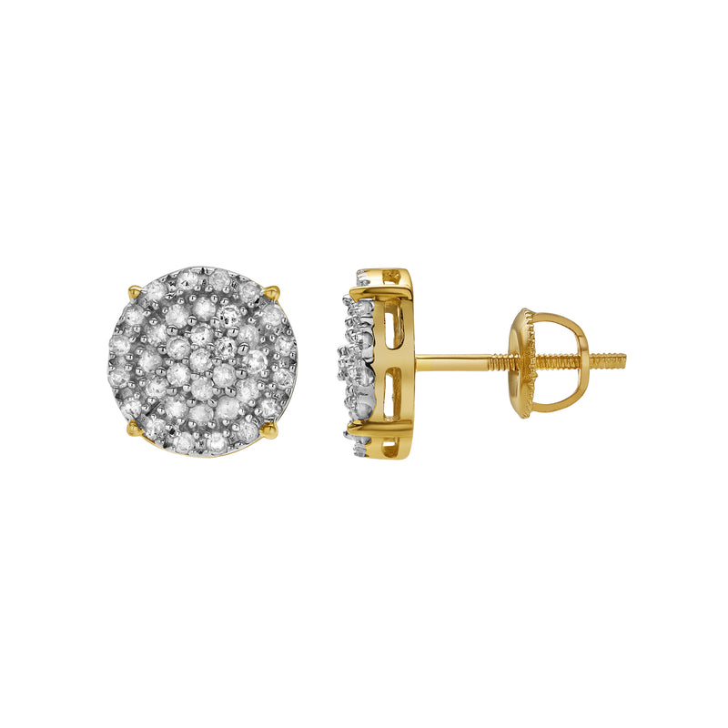 Thalisse 10K Yellow Gold Cluster Diamond Unisex Earrings - 0.46 Cts