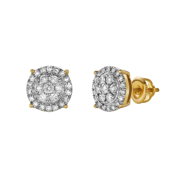 Aethra 10K Yellow Gold Cluster Diamond Unisex Earrings - 0.49 Cts