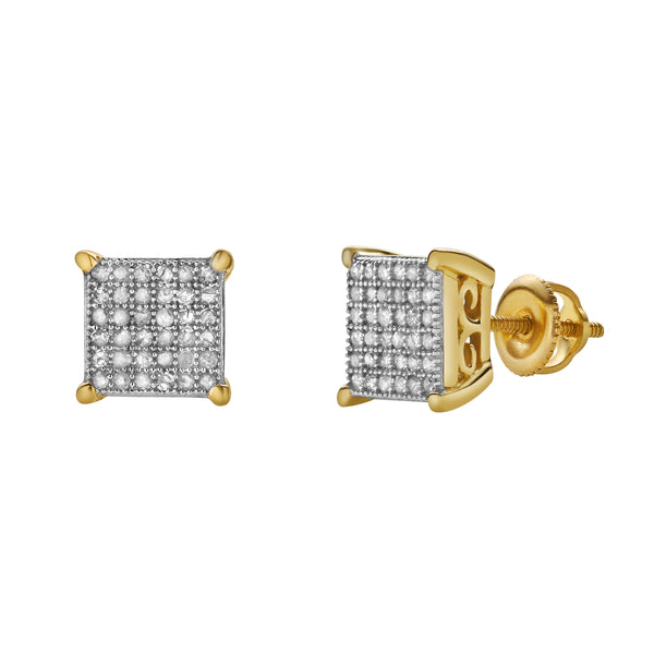 Orlithea 10K Yellow Gold Cluster Diamond Unisex Earrings - 0.28 Cts