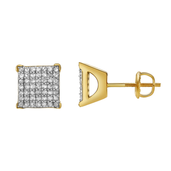 Sorentis 10K Yellow Gold Cluster Diamond Unisex Earrings - 0.39 Cts