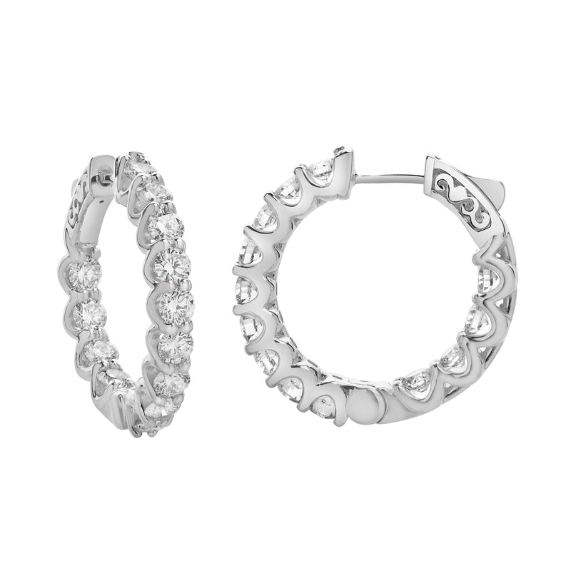 Lilith 14K White Gold Diamond Hoop Earrings - 4 Cts