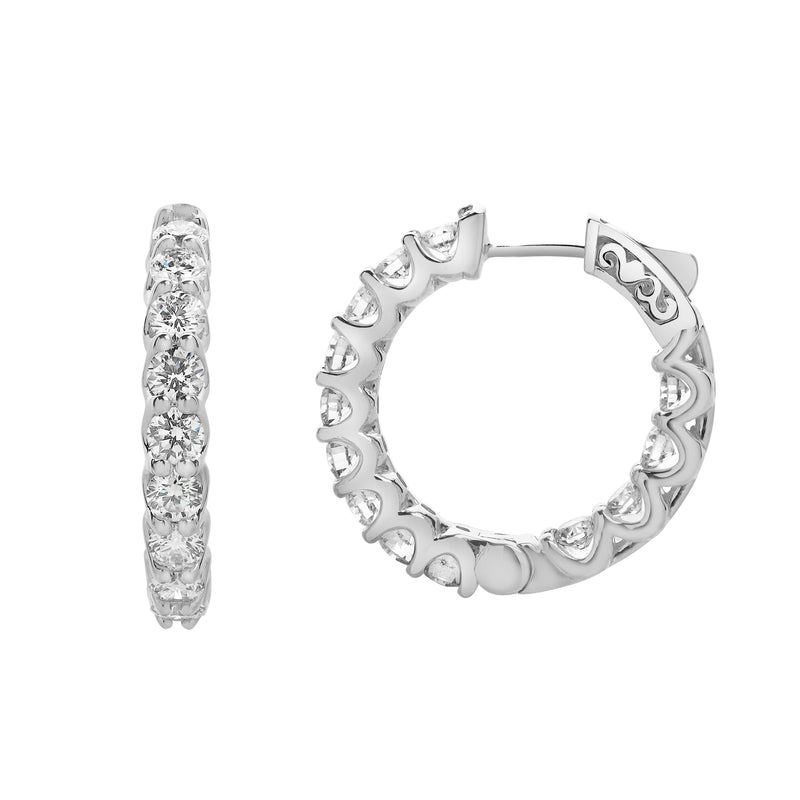 Lilith 14K White Gold Diamond Hoop Earrings - 4 Cts