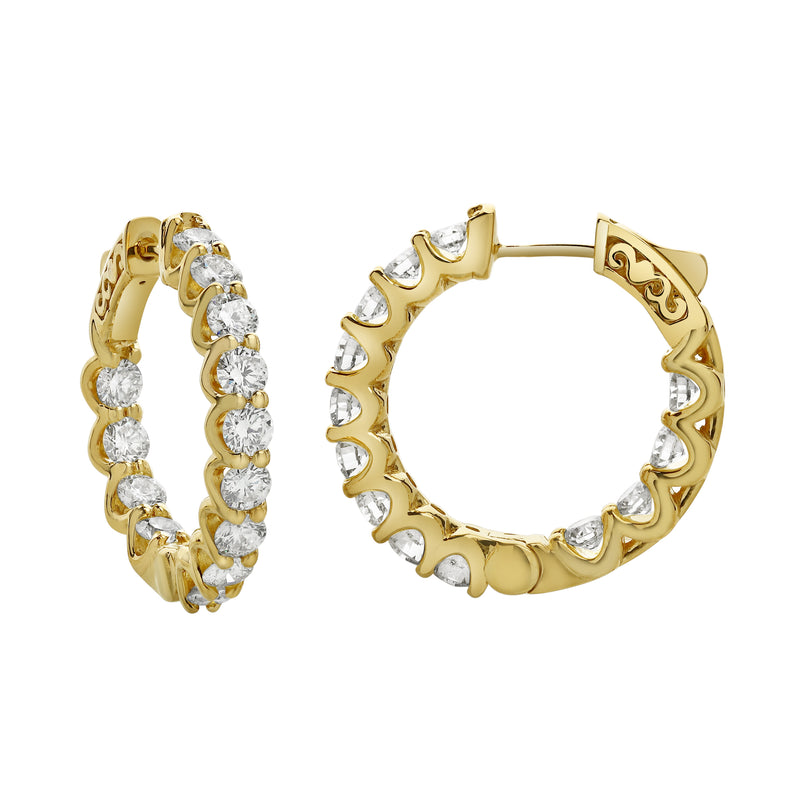 Lilith 14K Yellow Gold Diamond Hoop Earrings - 4 Cts