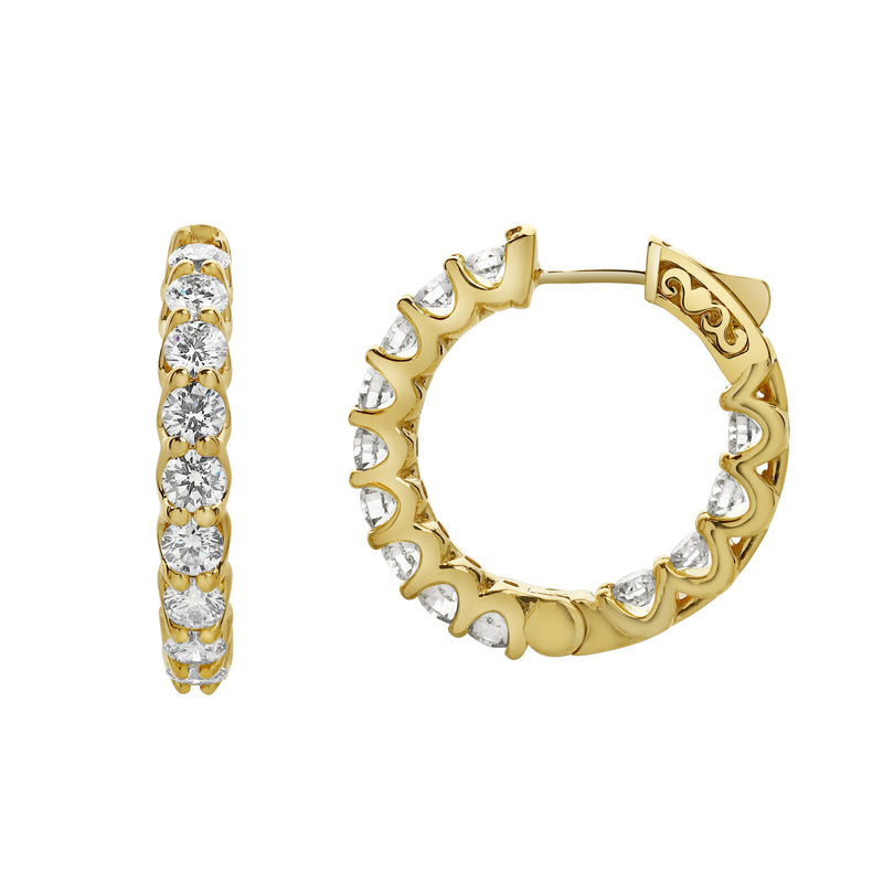 Lilith 14K Yellow Gold Diamond Hoop Earrings - 4 Cts