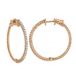 Serpine 14K Rose Gold Diamond Hoop Earrings - 2.1 Cts