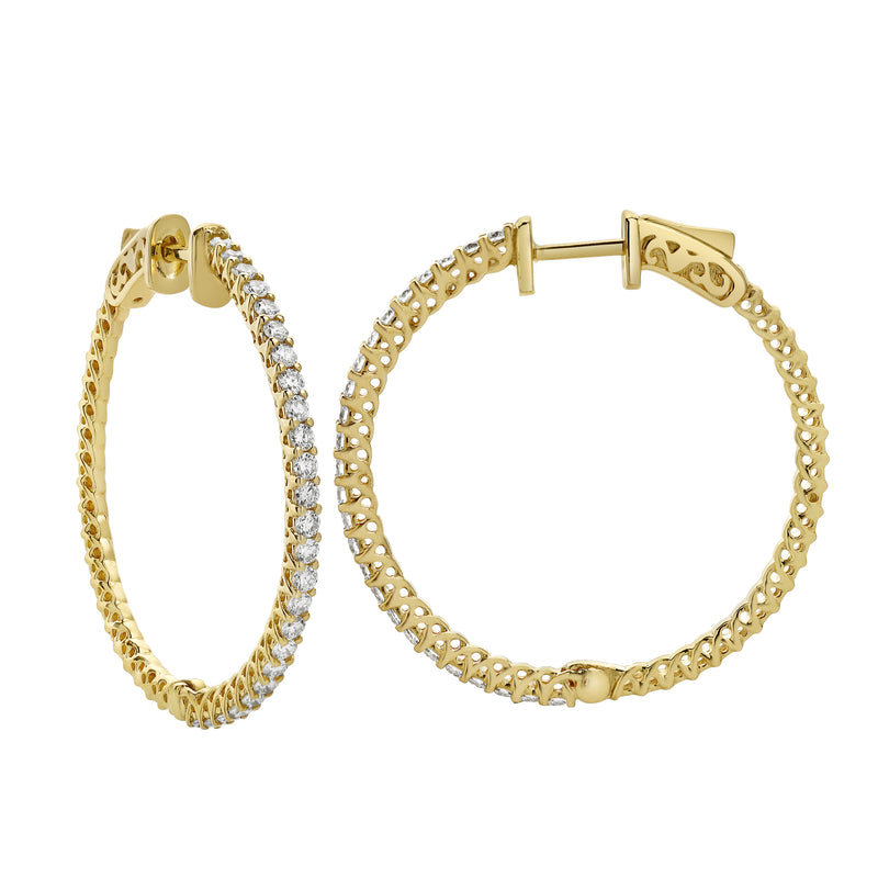 Serpine 14K Yellow Gold Diamond Hoop Earrings - 2.1 Cts