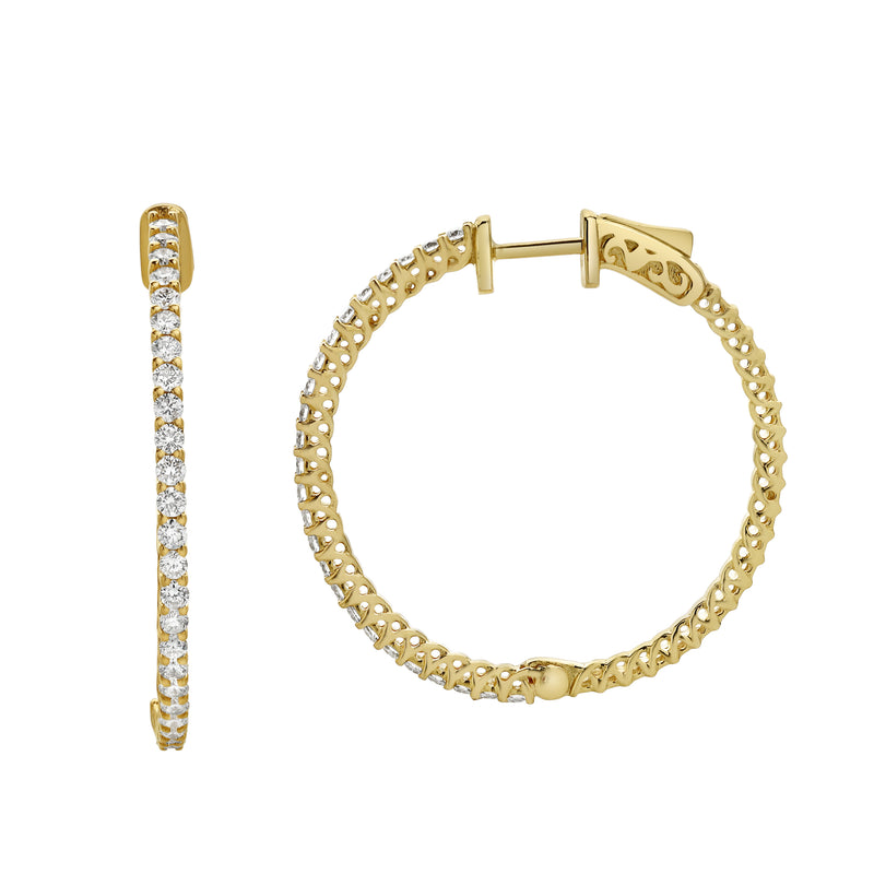 Serpine 14K Yellow Gold Diamond Hoop Earrings - 2.1 Cts