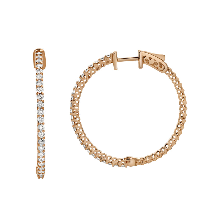 Sepharna 14K Rose Gold Diamond Hoop Earrings - 1.2 Cts