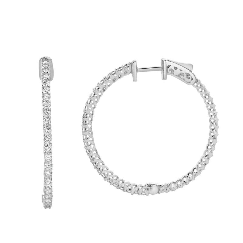 Sepharna 14K White Gold Diamond Hoop Earrings - 1.2 Cts