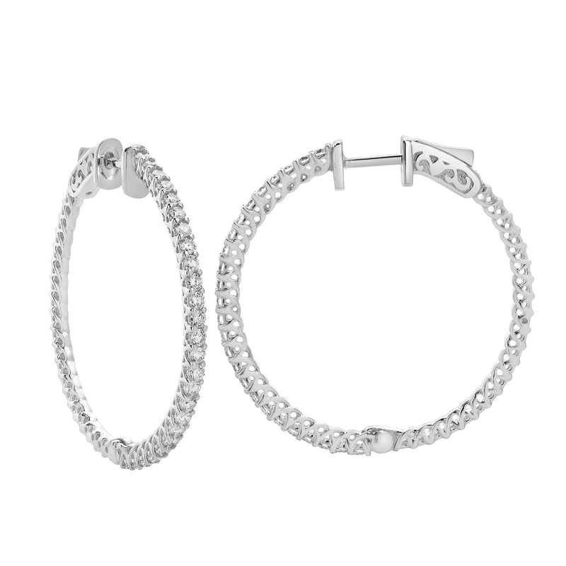 Sepharna 14K White Gold Diamond Hoop Earrings - 1.2 Cts