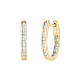 Florisse Channel-Set Diamond Huggie Hoop Earrings in 14K Yellow Gold