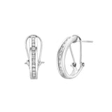 Bloom Channel Set Diamond Huggie Hoop Earrings in 14K White Gold