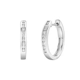 Magnolia Channel-Set Diamond Huggie Hoop Earrings in 14K White Gold