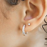 Wisteria Channel-Set Diamond Hoop Earrings in 14K White Gold