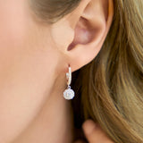 Belinda Pave Round Diamond Drop Huggie Hoop Earrings in 14K White Gold