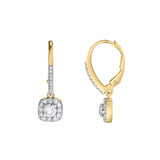 Midsummer Pave Square Shape Diamond Drop Huggie Hoop Earrings in 14K Yellow Gold