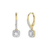 Midsummer Pave Square Shape Diamond Drop Huggie Hoop Earrings in 14K Yellow Gold