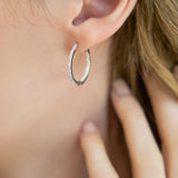 Everbloom Sleek Inside Out Diamond Set Hoop Earrings in 14K White Gold