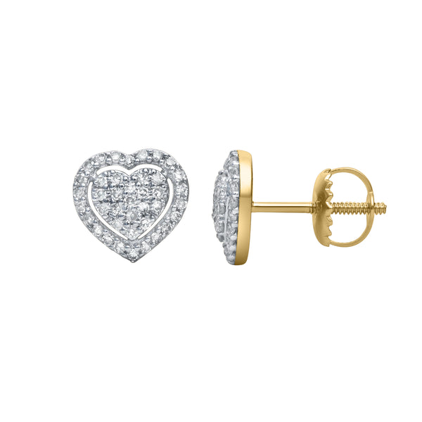 Nora Heart Diamond Earrings in 14K Yellow Gold