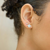 Ariana 0.4 Cts Baguette & Round-Cut Diamond Clover Stud Earrings in 14K Yellow Gold