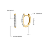 Elina 14K Yellow Gold Diamond Huggie Hoop Earrings – 0.25 CTW