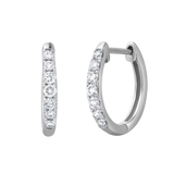 Elina 14K White Gold Diamond Huggie Hoop Earrings – 0.35 CTW
