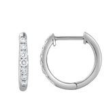 Elina 14K White Gold Diamond Huggie Hoop Earrings – 0.35 CTW
